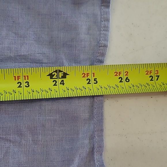 Talbots Chambray Blouse with Bright Pink & Yellow Embroidered Sleeves size Large - Picture 8 of 8